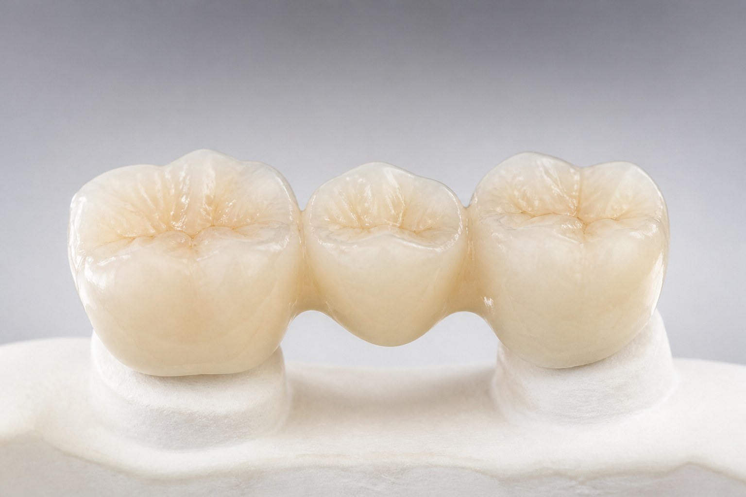 Porcelain dental bridge restoration